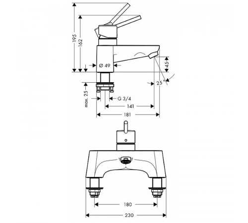 Смеситель на борт ванны Hansgrohe Talis 31427000 Хром