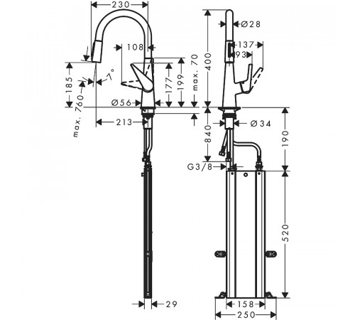 Смеситель для кухни Hansgrohe Talis M5116-H200 73851000 Хром