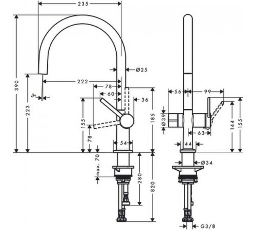 Смеситель для кухни Hansgrohe Talis M54 220 72805000 Хром