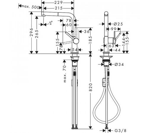 Смеситель для кухни Hansgrohe Talis M54 72808000 Хром