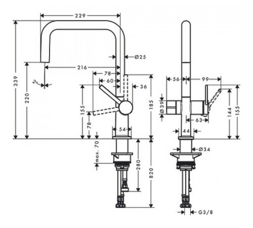 Смеситель для кухни Hansgrohe Talis M54 U 220 72807800 Сталь