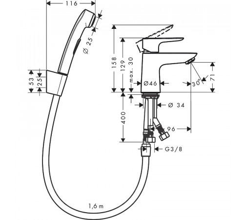 Смеситель для раковины Hansgrohe Talis E 71729000 Хром