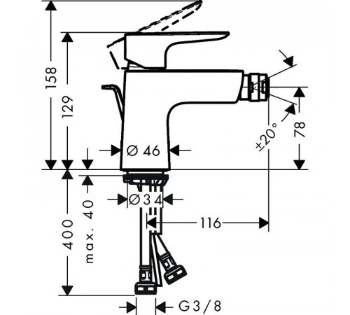 Смеситель для биде Hansgrohe Talis E 71720670 Черный матовый