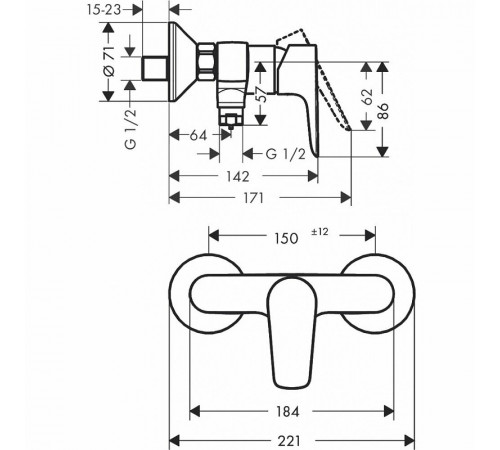 Смеситель для душа Hansgrohe Talis E 71760000 Хром