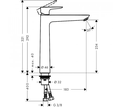 Смеситель для раковины Hansgrohe Talis E 71717670 Черный матовый