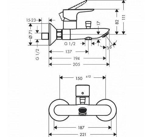 Смеситель для ванны Hansgrohe Talis E 71740000 Хром