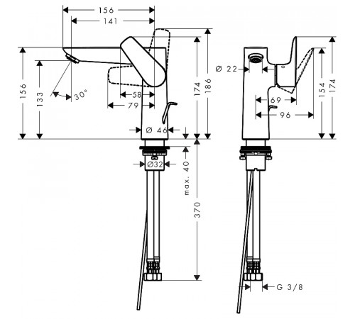 Смеситель для раковины Hansgrohe Talis E 71754000 Хром