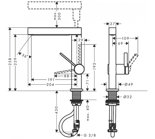 Смеситель для раковины Hansgrohe Finoris 76063000 Хром