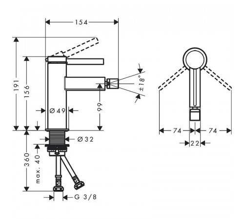 Смеситель для биде Hansgrohe Finoris 76200000 Хром