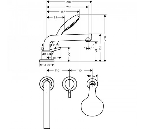 Смеситель на борт ванны Hansgrohe Talis S 72417000 Хром