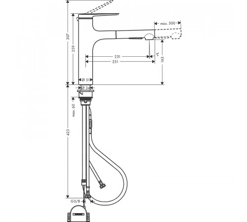 Смеситель для кухни Hansgrohe Zesis M33 74804000 Хром