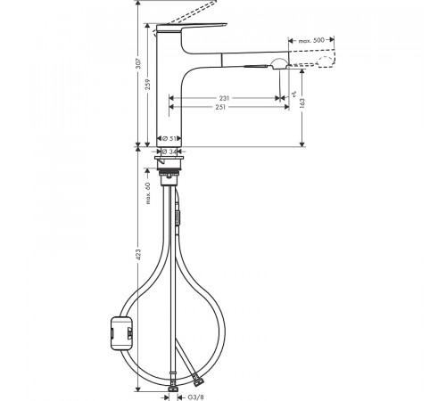 Смеситель для кухни Hansgrohe Zesis M33 74801800 Сталь