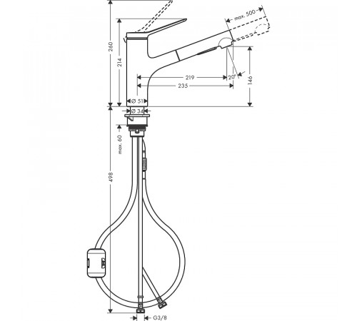 Смеситель для кухни Hansgrohe Zesis M33 74800800 Сталь