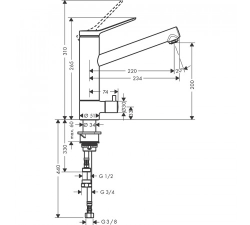 Смеситель для кухни Hansgrohe Zesis M33 74808000 Хром