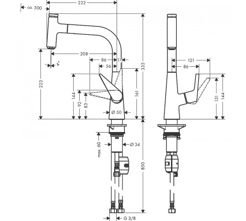 Смеситель для кухни Hansgrohe Talis Select S 72822000 Хром