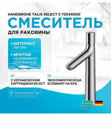 Смеситель для раковины Hansgrohe Talis Select S 72045000 Хром