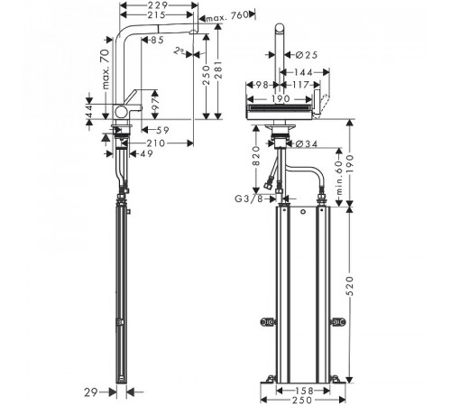 Смеситель для кухни Hansgrohe Aquno Select M81 73830800 Сталь