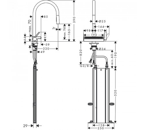 Смеситель для кухни Hansgrohe Aquno Select M81 73831000 Хром