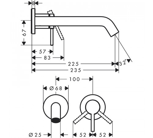 Смеситель для раковины Hansgrohe Tecturis S 73351000 Хром