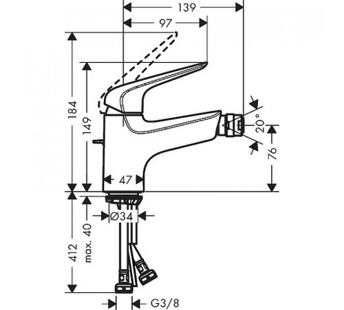 Смеситель для биде Hansgrohe Novus 71142000 Хром