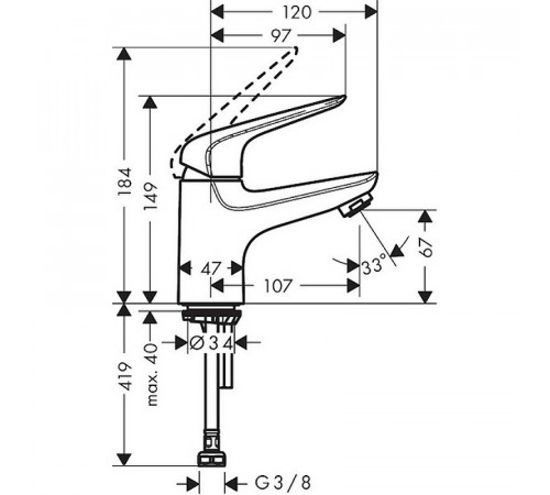 Кран для одного типа воды Hansgrohe Novus 70 71050000 Хром