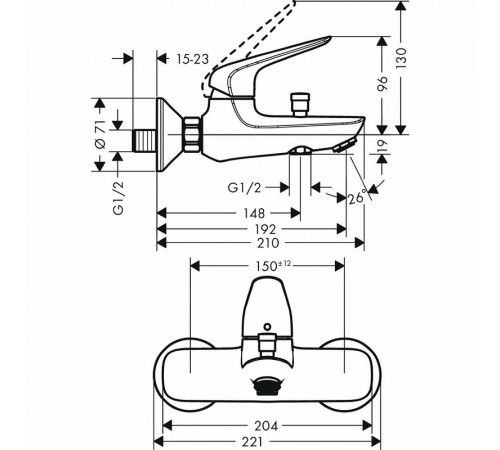 Смеситель для ванны Hansgrohe Novus 71040000 Хром