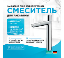 Смеситель для раковины Hansgrohe Talis Select E 71752000 Хром