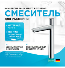 Смеситель для раковины Hansgrohe Talis Select E 71752000 Хром