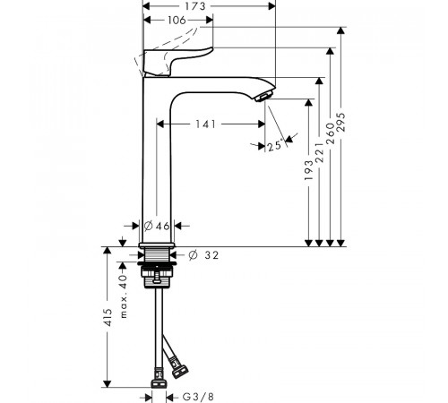 Смеситель для раковины Hansgrohe Metris 31185000 Хром