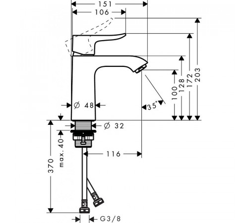 Смеситель для раковины Hansgrohe Metris 31084000 Хром