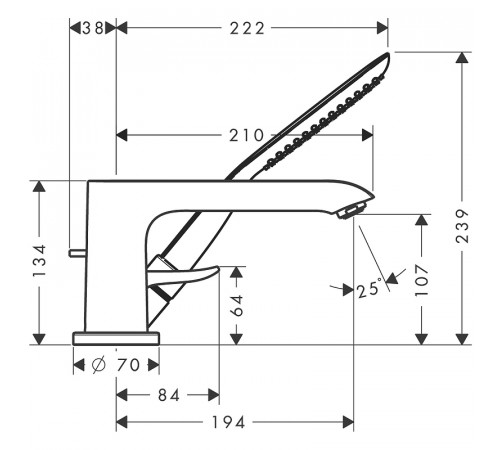 Смеситель на борт ванны Hansgrohe Metris 31190000 Хром