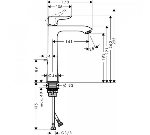 Смеситель для раковины Hansgrohe Metris 31183000 Хром