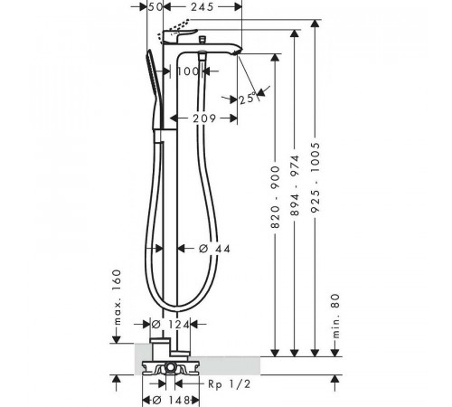 Смеситель для ванны Hansgrohe Metris 31471000 Хром