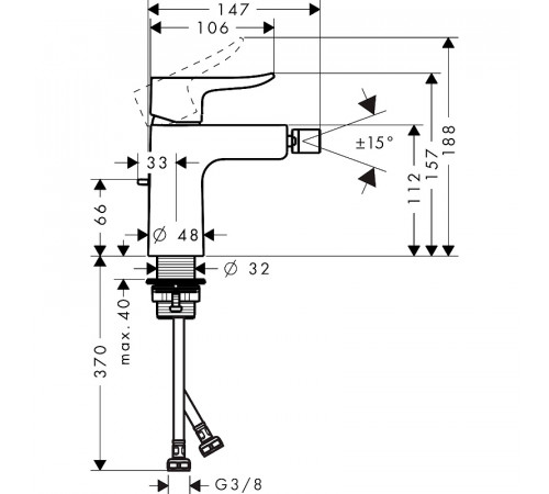 Смеситель для биде Hansgrohe Metris 31280000 Хром