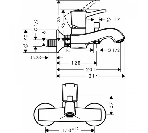 Смеситель для ванны Hansgrohe Metropol Classic 31340000 Хром