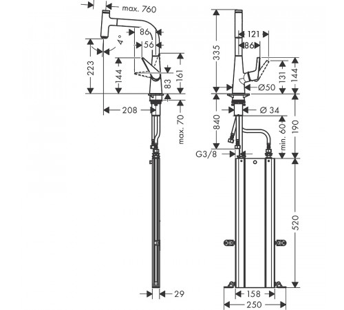 Смеситель для кухни Hansgrohe Talis Select M5115-H220 73852000 Хром