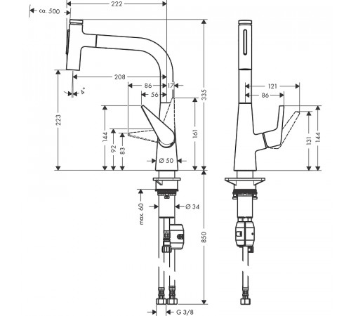 Смеситель для кухни Hansgrohe Talis Select M51 72824000 Хром