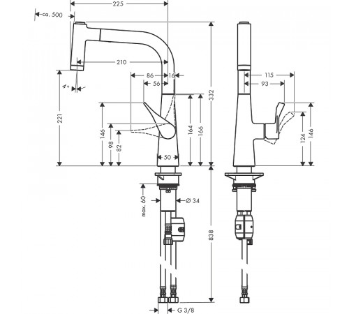 Смеситель для кухни Hansgrohe Metris Select M71 14834000 Хром