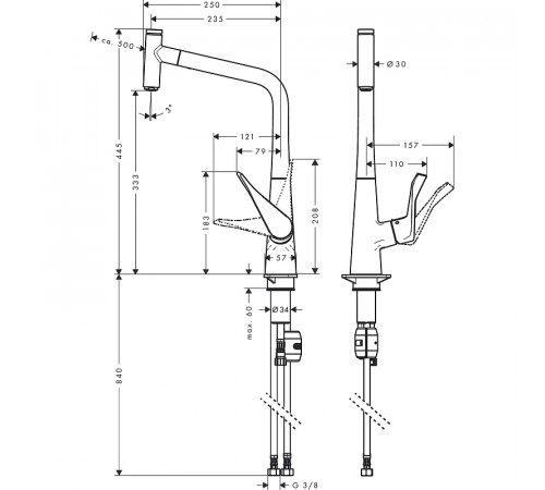 Смеситель для кухни Hansgrohe Metris Select 14884000 Хром