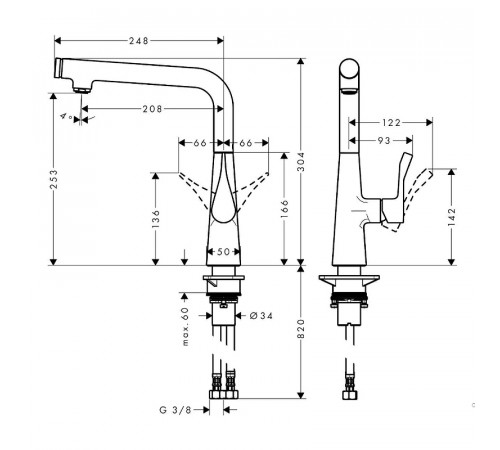 Смеситель для кухни Hansgrohe Metris Select M712-H260 73811800 Сталь