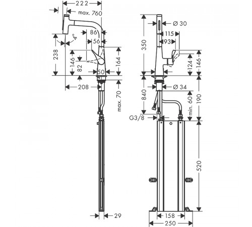 Смеситель для кухни Hansgrohe Metris Select M71 73817000 Хром