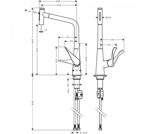 Смеситель для кухни Hansgrohe Metris Select M71 73820800 Сталь