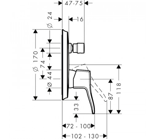 Смеситель для душа Hansgrohe Metris Classic 31485000 Хром