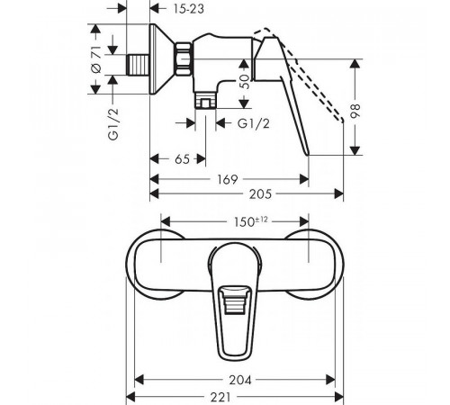 Смеситель для душа Hansgrohe Novus Loop 71360000 Хром