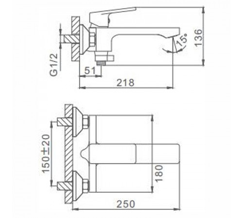 Смеситель для ванны Frap H46 F3246 Хром