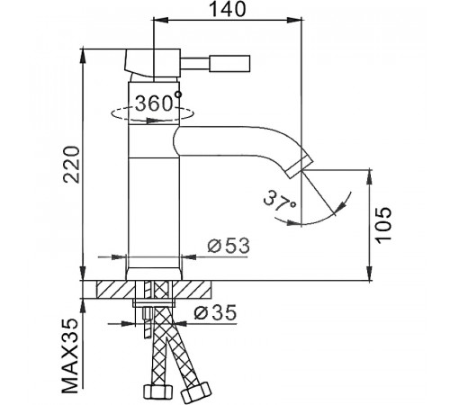 Смеситель для раковины Frap H52 F1052 Хром