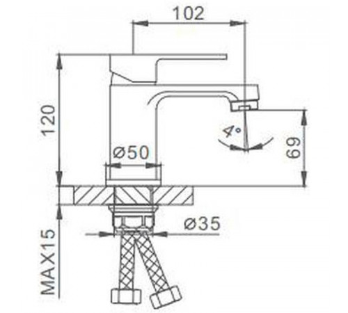 Смеситель для раковины Frap H42 F1042 Черный матовый Хром