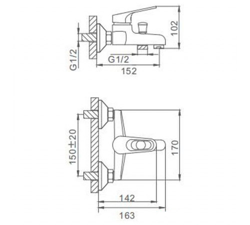 Смеситель для ванны Frap H13 F3013 Хром