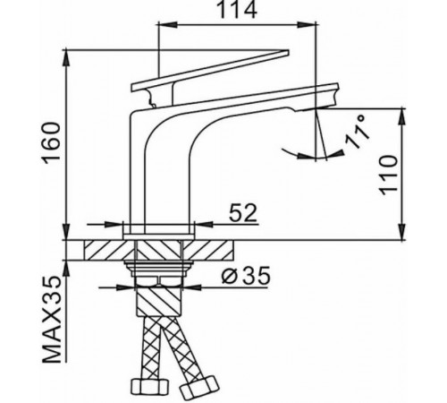 Смеситель для раковины Frap H57 F1057 Черный матовый Хром