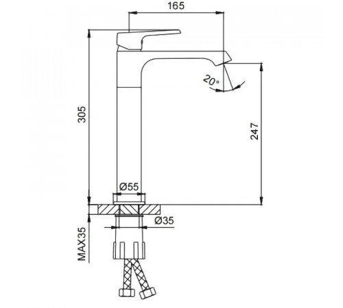 Смеситель для раковины Frap H71-6 F1071-26 Черный матовый